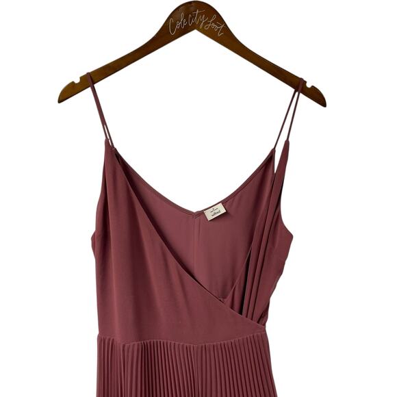 Wilfred pleated midi dress spaghetti strap wrap medium dusty rose Aritzia - Picture 3 of 7